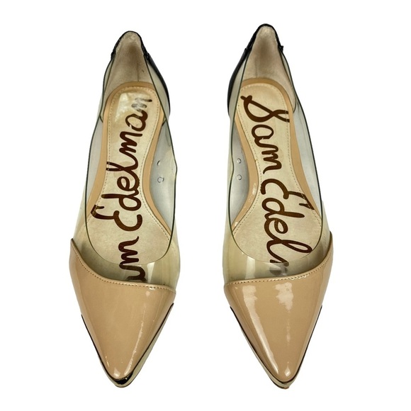 Sam Edelman Isabella Flats Womens Clear‎ Beige & Black Pointed Toe Size 6 - Picture 4 of 9